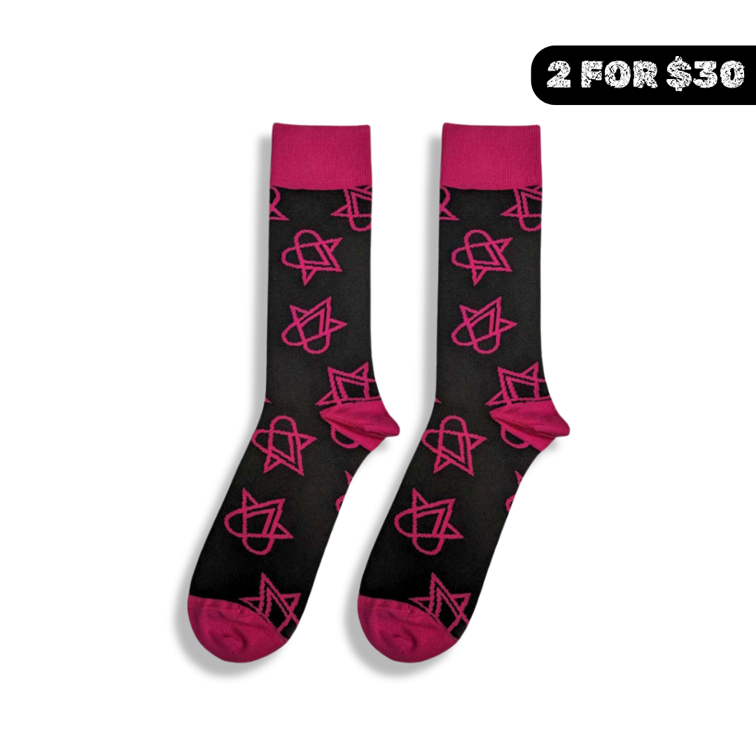 HIM Heartagram Socks - Pink