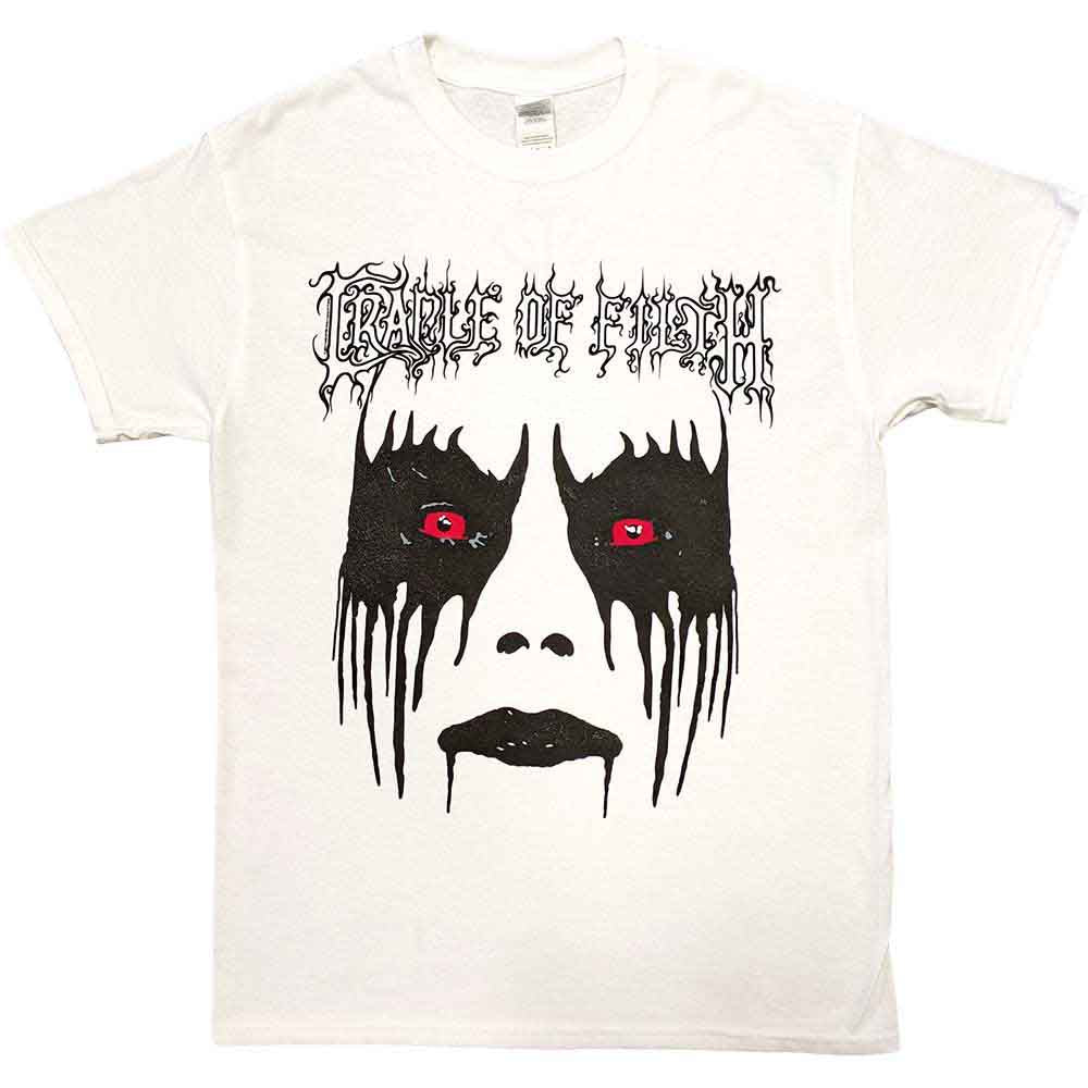 Cradle Of Filth T-Shirt White - Dani Filth Corpse Paint Band Logo