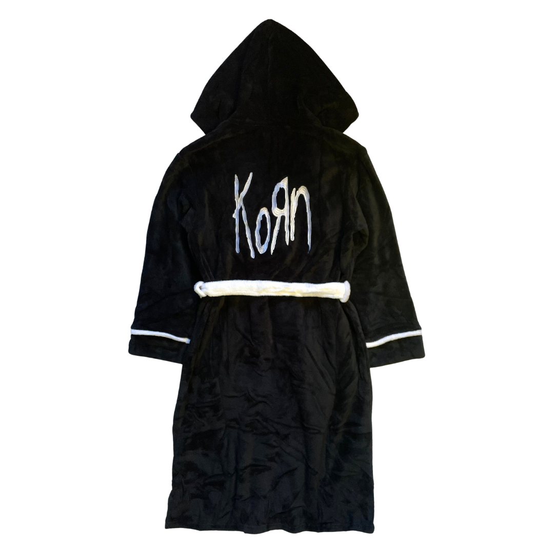 Korn Fleece Robe - Black/White Logo