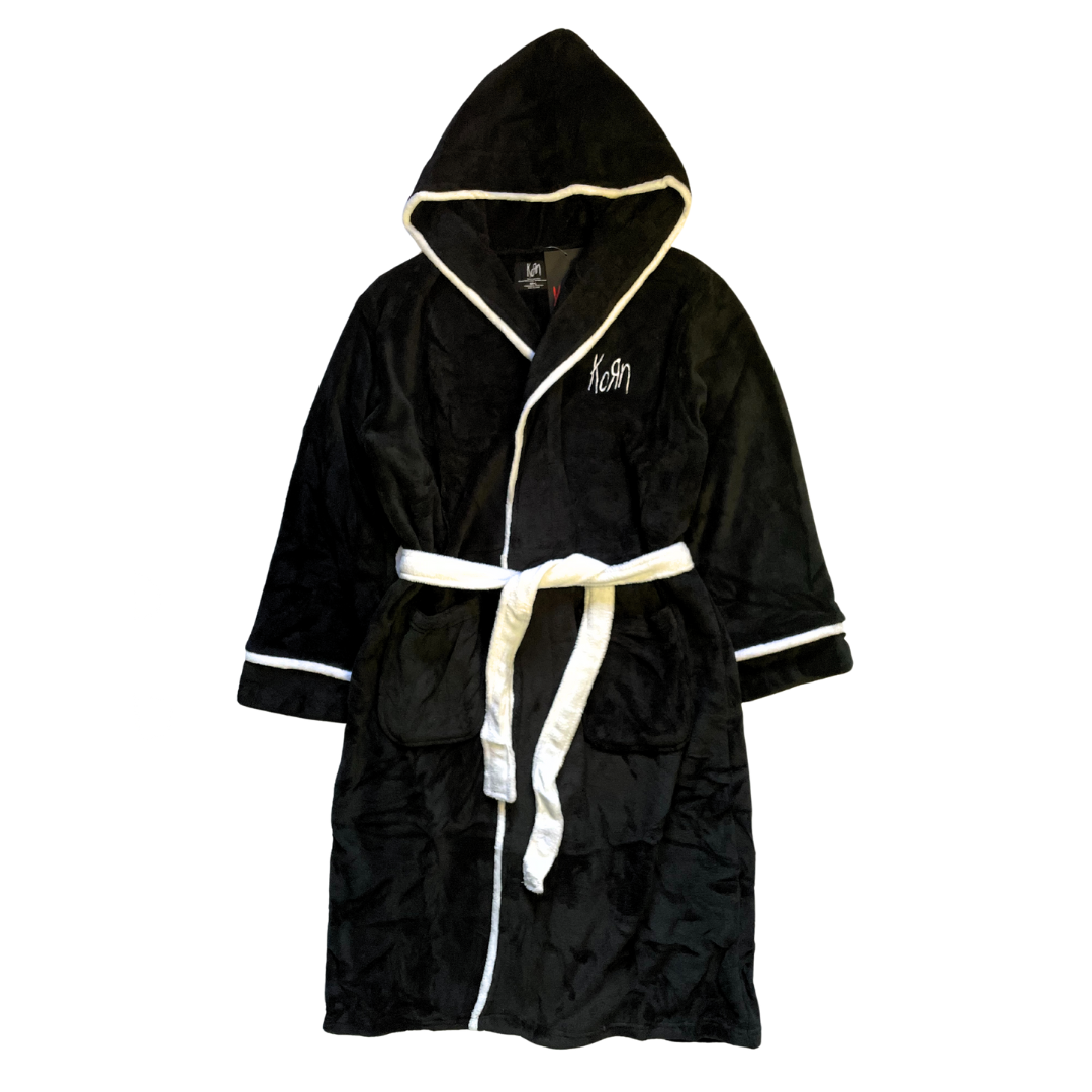 Korn Fleece Robe - Black/White Logo